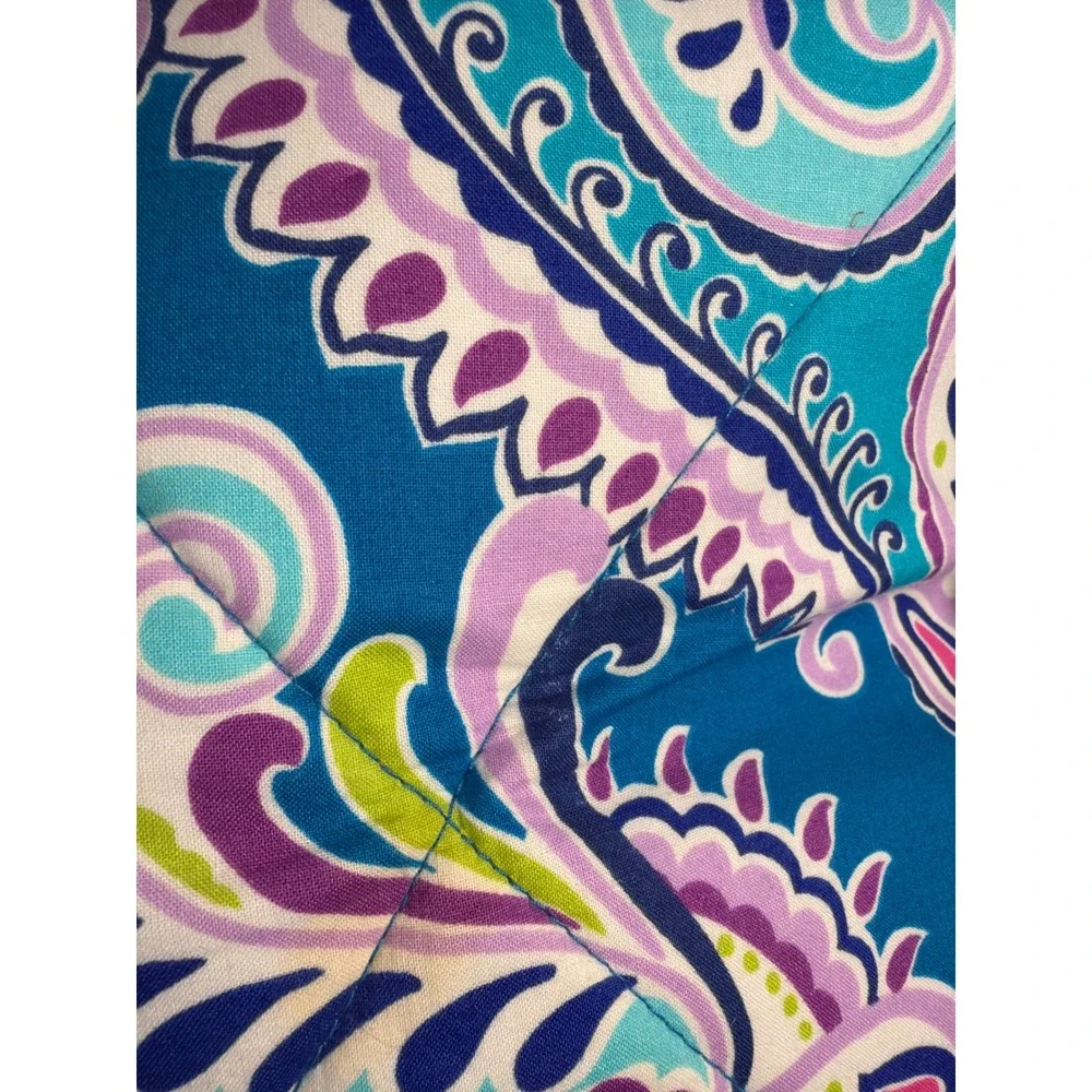 Vera Bradley Backpack Womens Large Blue Purple Paisley Quilted Cotton Travel Bag